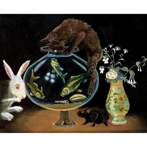 Evil pets, oil on canvas, 8x10