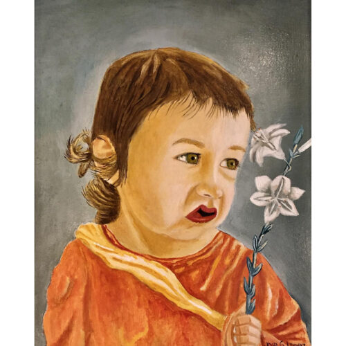 Gabriel. Made this painting of my son in 2014, when he was 2. Oil on canvas , 8x10.