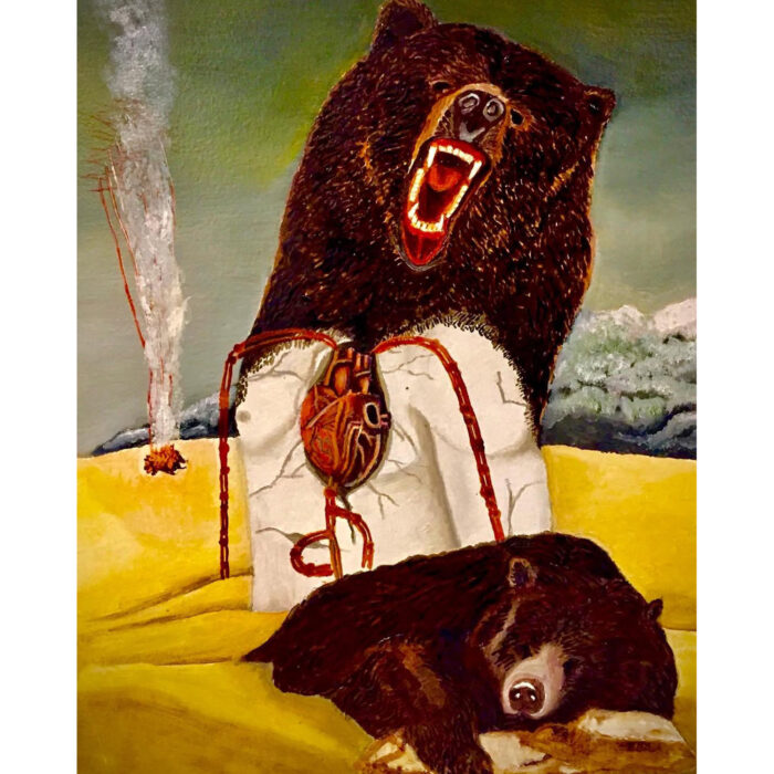 La muerte del Oso del desierto - Death of the desert bear. Oil on panel, 2017