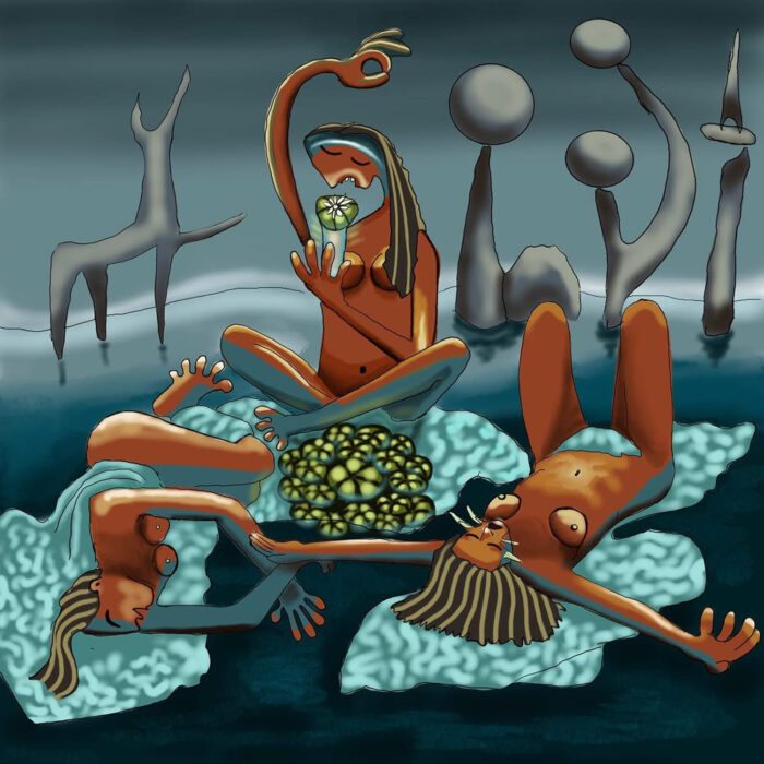 Las señoritas del Peyote . Print on canvas 20x20