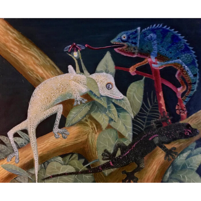 Lizards, oil on panel , 8x10