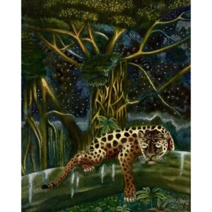 Mayan Jaguar, oil on canvas, 8x10