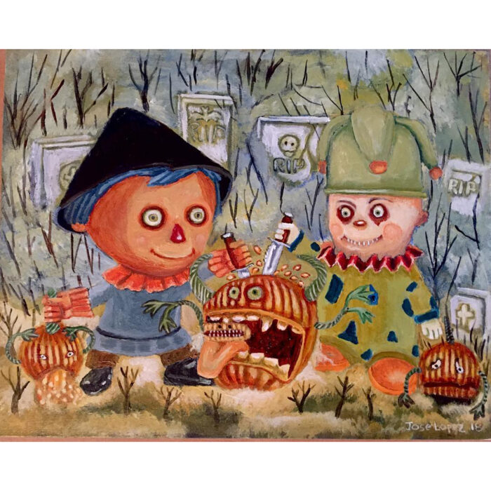 Murdering pumpkins - Acrylic on panel 2018