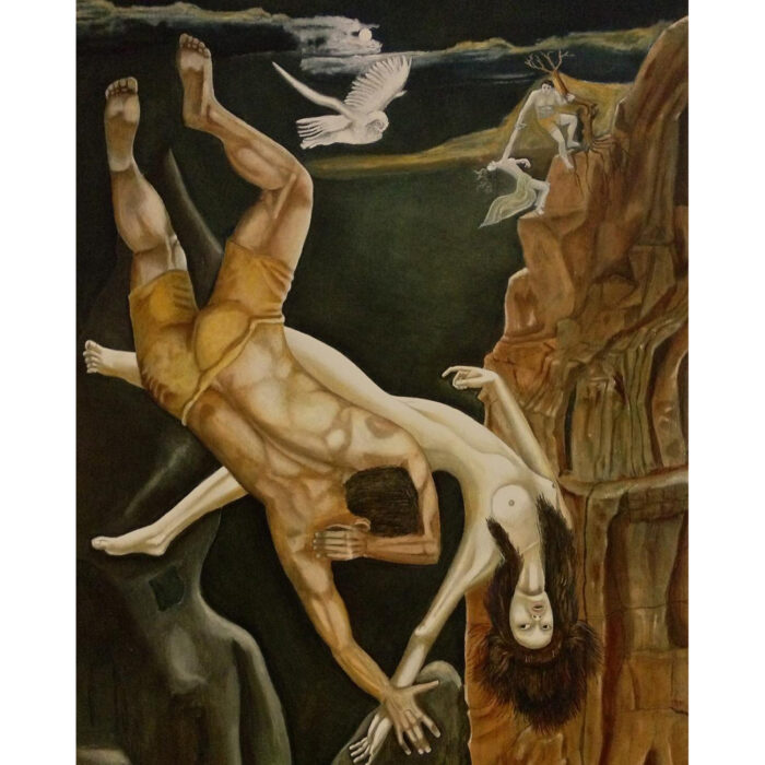 Oil on canvas, 2013. The falling of the lovers.