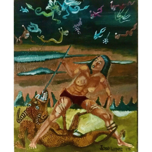 She did not need help to kill monsters. Oil on canvas, 2017