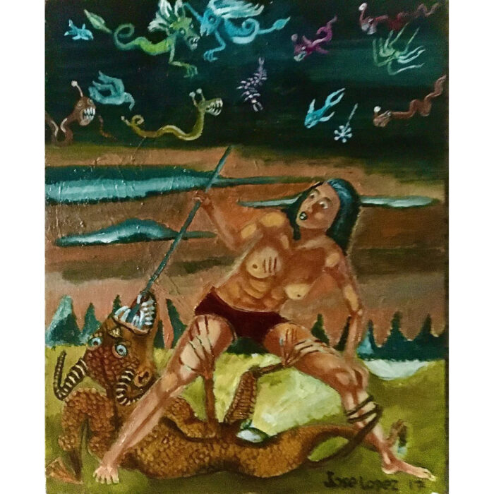 She did not need help to kill monsters. Oil on canvas, 2017