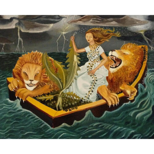 Small oil on canvas from 2012. The Dandelion Lady