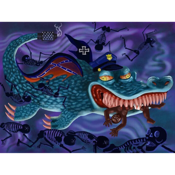 The flight of the blue monster. procreate