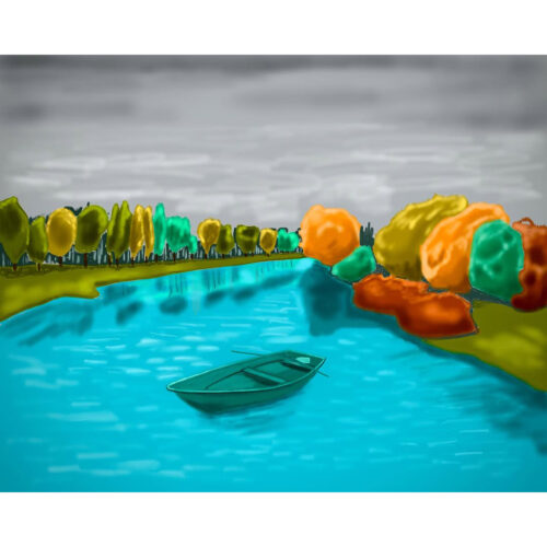 The river boat. Print on canvas, 8x10. procreateart