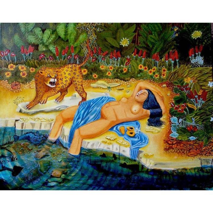 jaguar and woman - 2011. Untitled, oil on canvas, 16x20